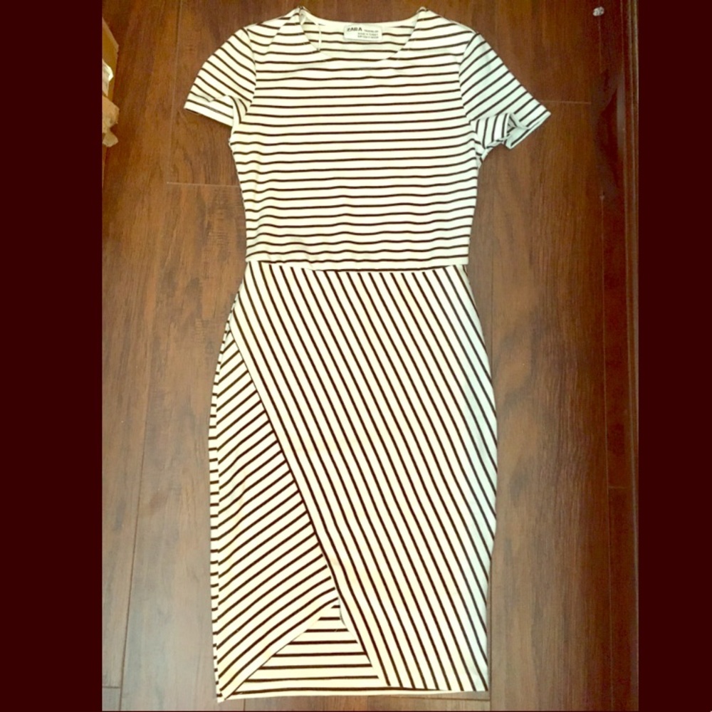Zara striped asymmetrical mini dress